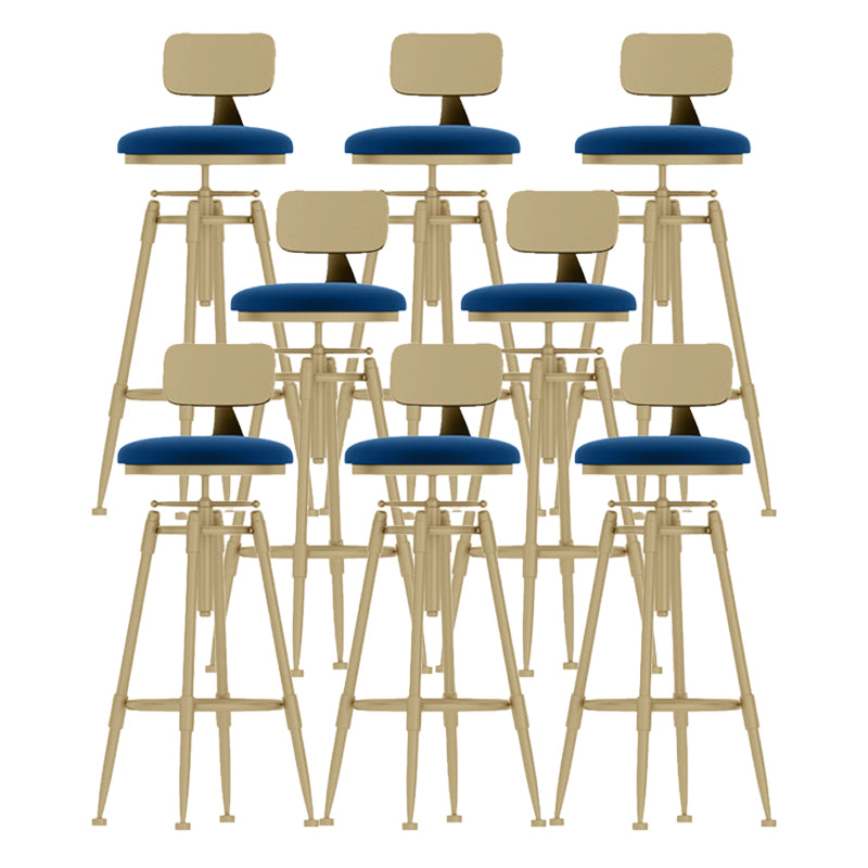 Glam Liftable Rotatable Counter Stool Iron Kitchen Bar Stool with Cushion and Pedal