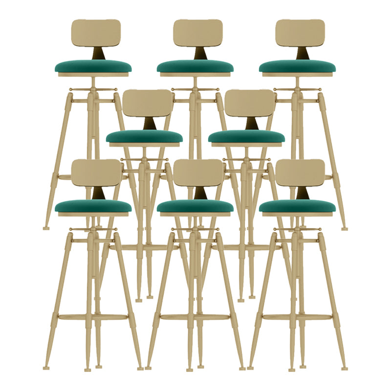 Glam Liftable Rotatable Counter Stool Iron Kitchen Bar Stool with Cushion and Pedal