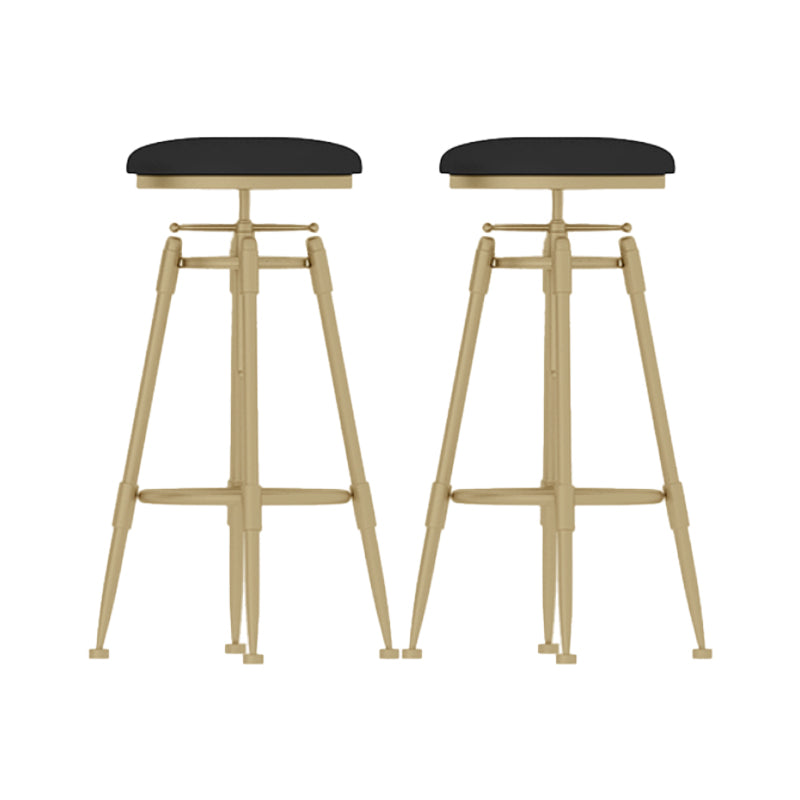 Glam Liftable Rotatable Counter Stool Iron Kitchen Bar Stool with Cushion and Pedal