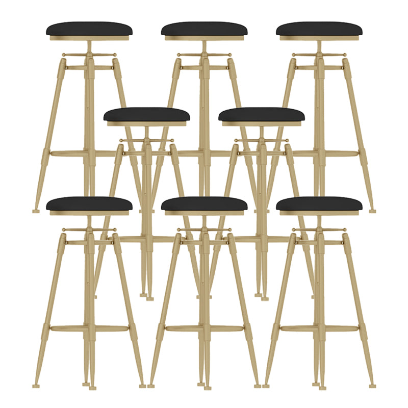 Glam Liftable Rotatable Counter Stool Iron Kitchen Bar Stool with Cushion and Pedal