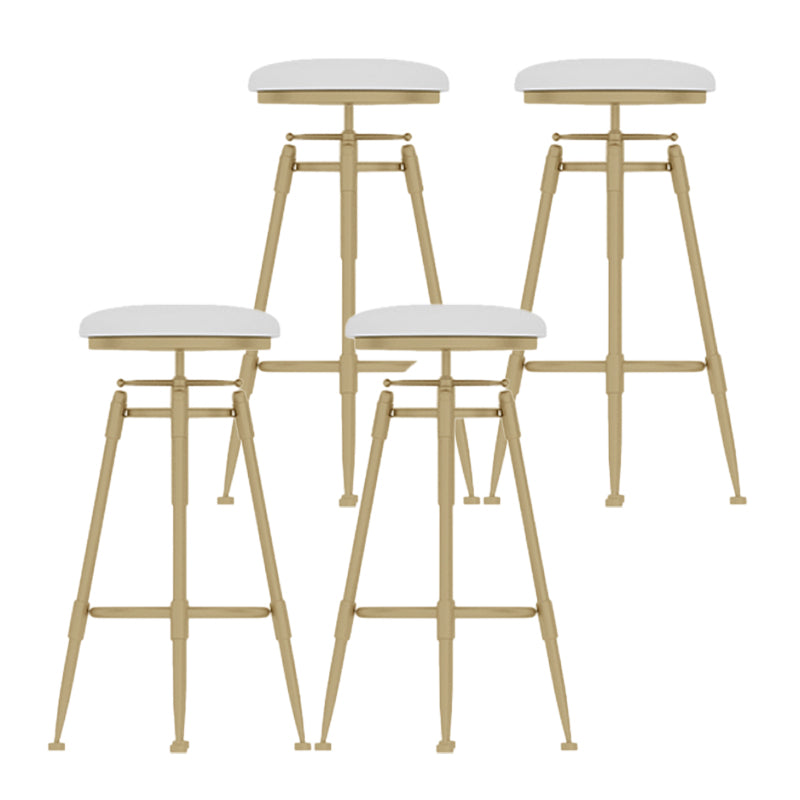 Glam Liftable Rotatable Counter Stool Iron Kitchen Bar Stool with Cushion and Pedal