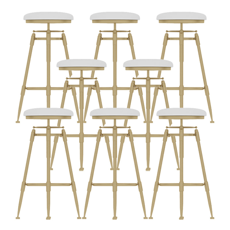 Glam Liftable Rotatable Counter Stool Iron Kitchen Bar Stool with Cushion and Pedal