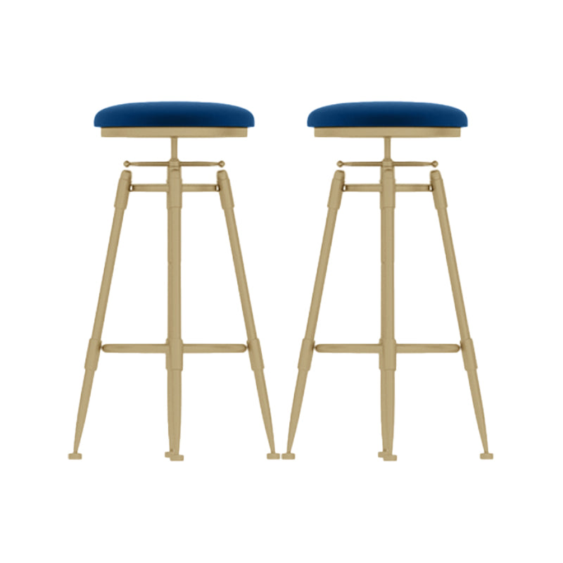 Glam Liftable Rotatable Counter Stool Iron Kitchen Bar Stool with Cushion and Pedal