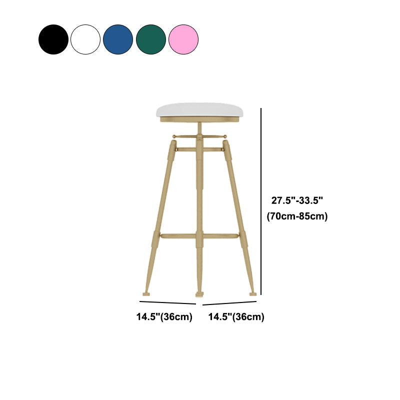 Glam Liftable Rotatable Counter Stool Iron Kitchen Bar Stool with Cushion and Pedal
