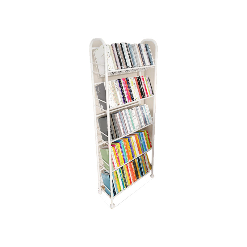 Contemporary Style Metal Bookcase Wheel Bookshelf for Home Office