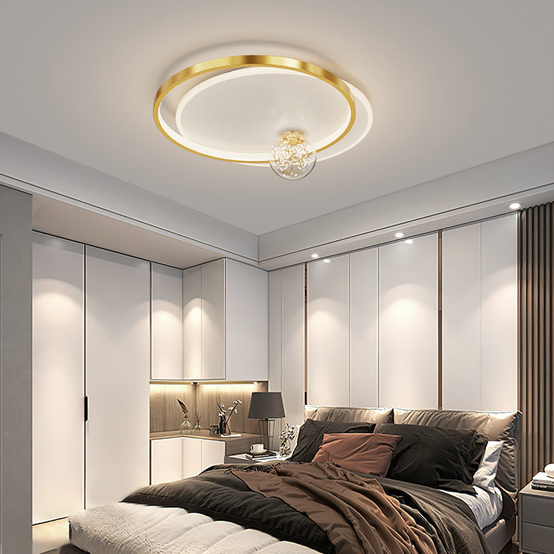 Bedroom Ceiling Flush Mount Light Metal LED Modern Close to Ceiling Lamp