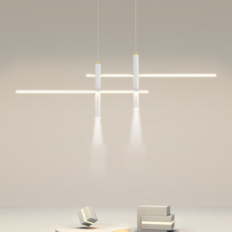 Metal Linear Shape Hanging Lights Modern 4 Lights Pendant Light Fixtures