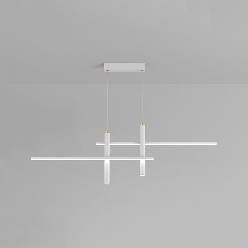 Metal Linear Shape Hanging Lights Modern 4 Lights Pendant Light Fixtures