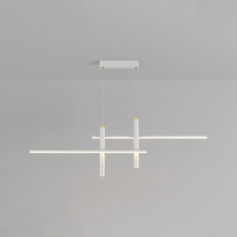 Metal Linear Shape Hanging Lights Modern 4 Lights Pendant Light Fixtures