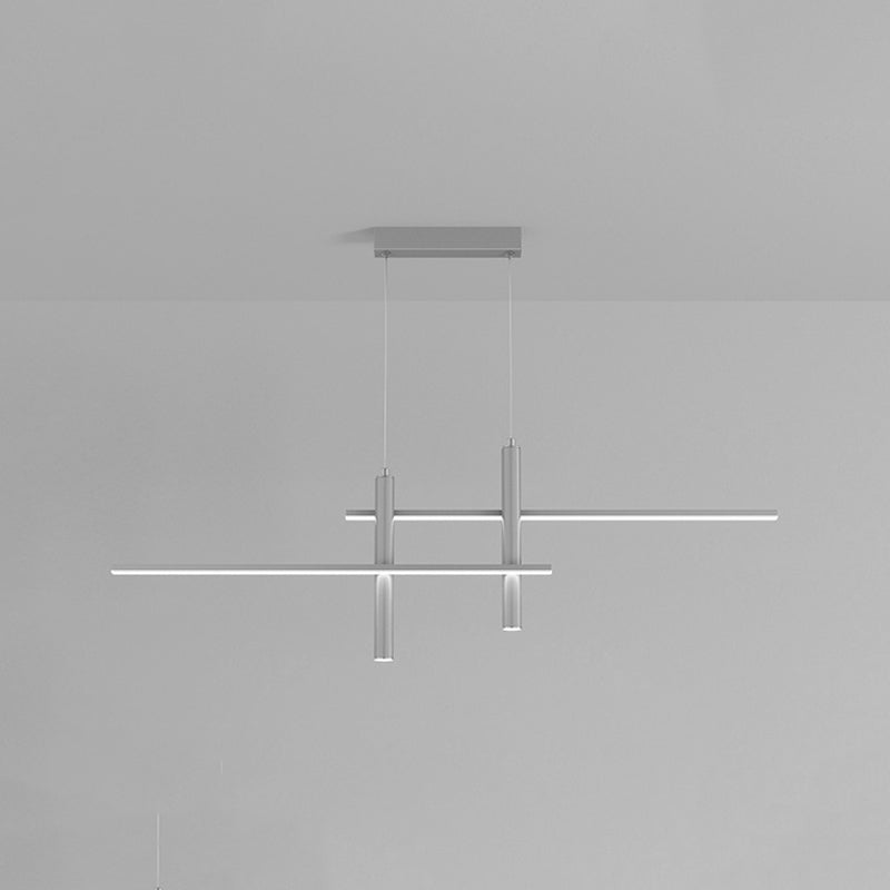 Metal Linear Shape Hanging Lights Modern 4 Lights Pendant Light Fixtures