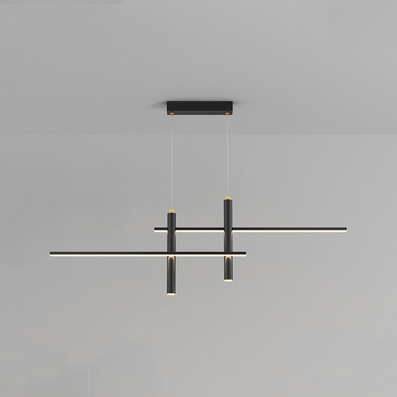 Metal Linear Shape Hanging Lights Modern 4 Lights Pendant Light Fixtures