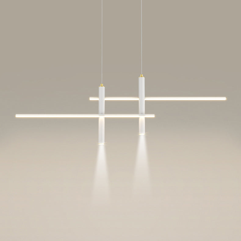 Metal Linear Shape Hanging Lights Modern 4 Lights Pendant Light Fixtures