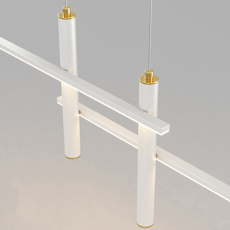 Metal Linear Shape Hanging Lights Modern 4 Lights Pendant Light Fixtures