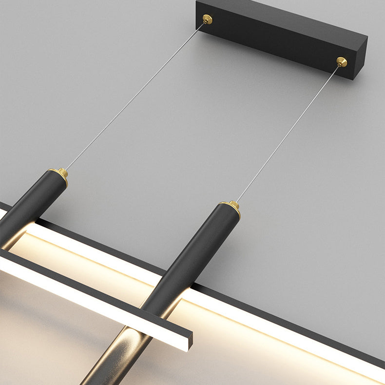 Metal Linear Shape Hanging Lights Modern 4 Lights Pendant Light Fixtures