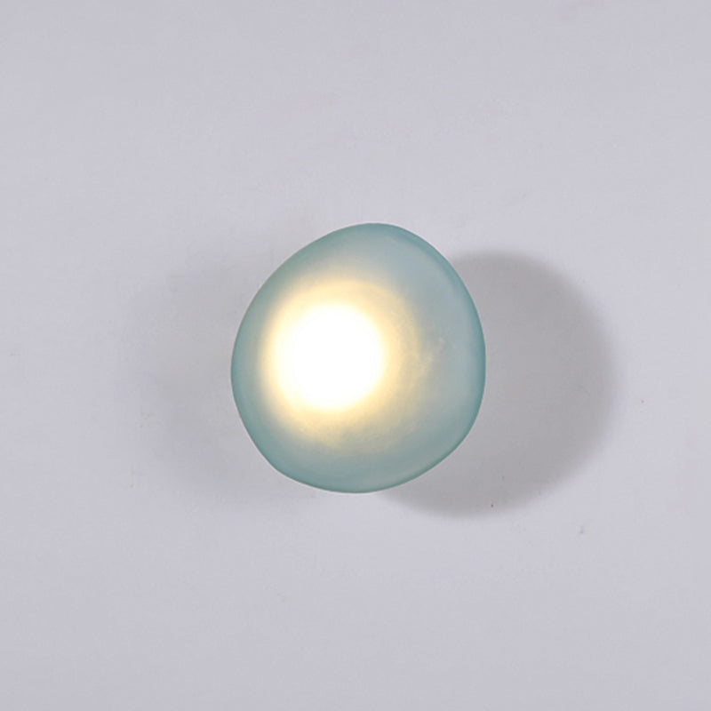 Nordic Style Iron Wall Light Cobblestone Shape Wall Lamp with Glass Shade for Bedroom
