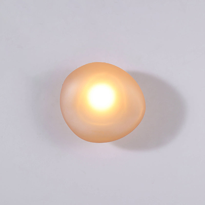 Nordic Style Iron Wall Light Cobblestone Shape Wall Lamp with Glass Shade for Bedroom