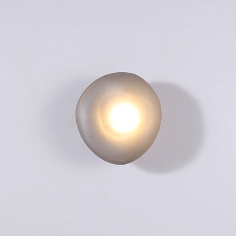 Nordic Style Iron Wall Light Cobblestone Shape Wall Lamp with Glass Shade for Bedroom