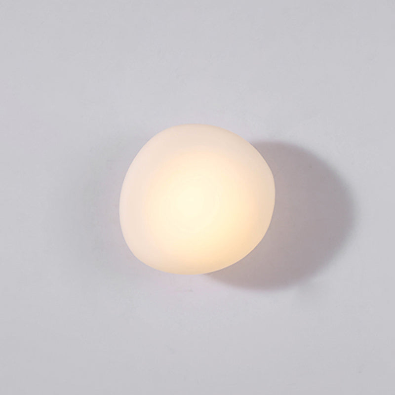 Nordic Style Iron Wall Light Cobblestone Shape Wall Lamp with Glass Shade for Bedroom