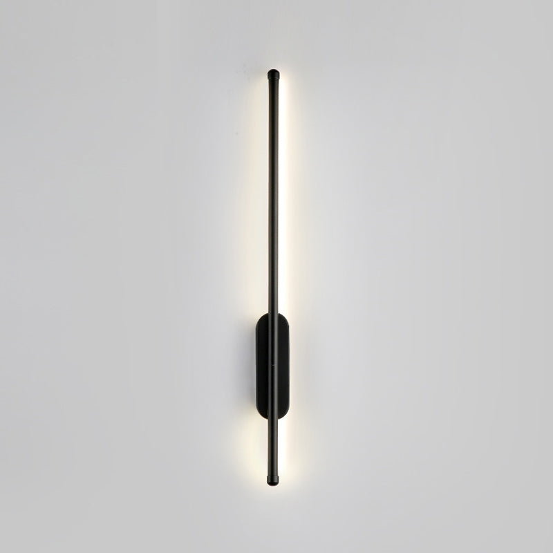 Minimalist Metal Wall Light Straight LED Wall Sconce in Black for Bedroom