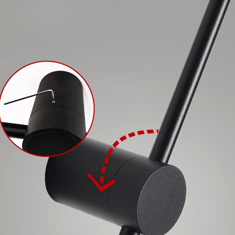 Minimalist Metal Wall Light Straight LED Wall Sconce in Black for Bedroom