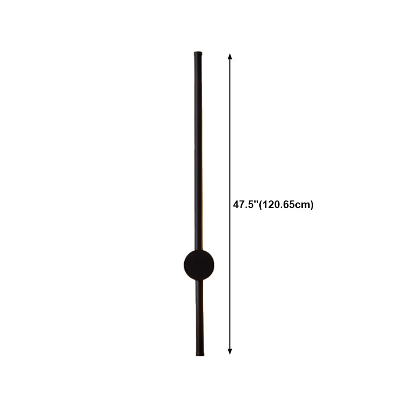 Minimalist Metal Wall Light Straight LED Wall Sconce in Black for Bedroom