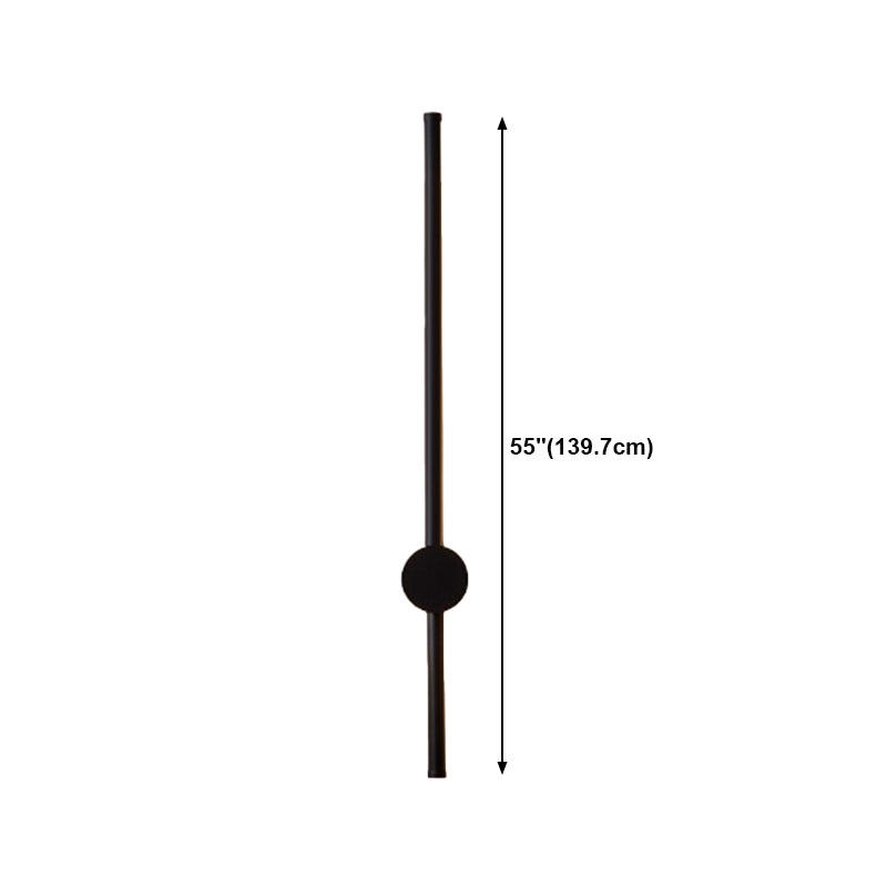 Minimalist Metal Wall Light Straight LED Wall Sconce in Black for Bedroom