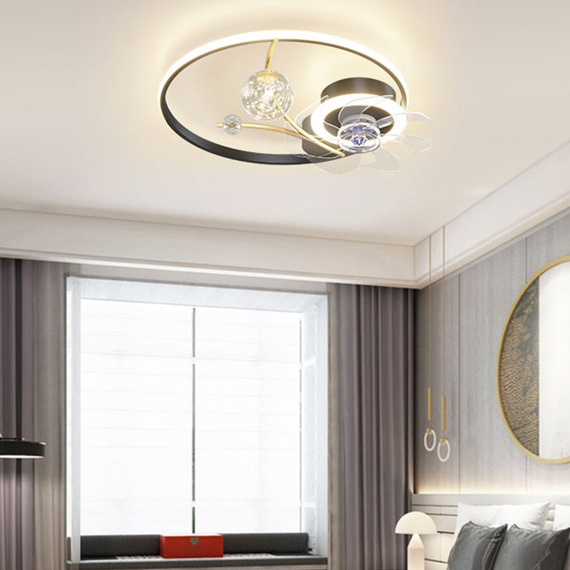 Modern Style Spherical Ceiling Fan Lamps Metal Ceiling Fan Lighting for Bedroom