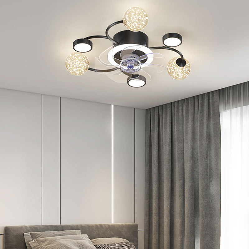 Modern Style Spherical Ceiling Fan Lamps Metal Ceiling Fan Lighting for Bedroom