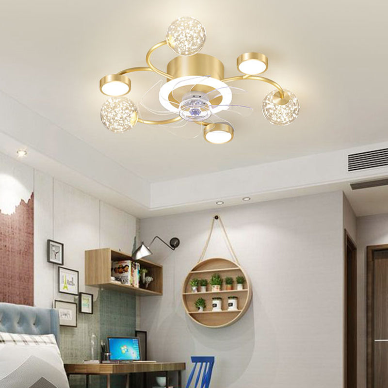 Modern Style Spherical Ceiling Fan Lamps Metal Ceiling Fan Lighting for Bedroom