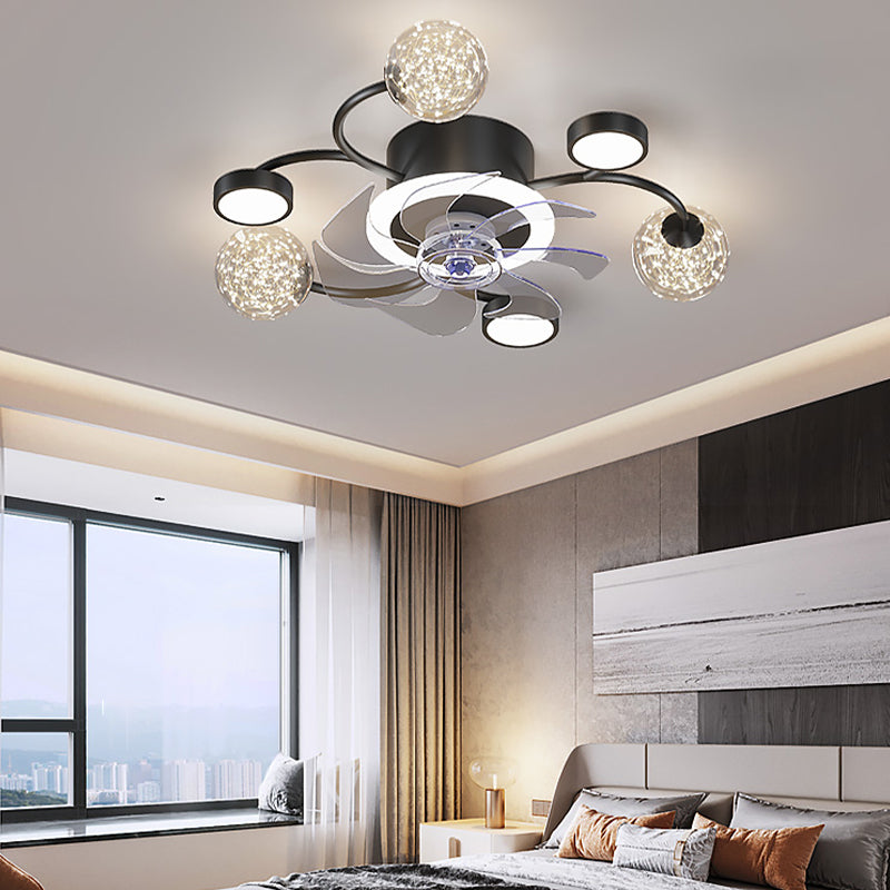 Modern Style Spherical Ceiling Fan Lamps Metal Ceiling Fan Lighting for Bedroom