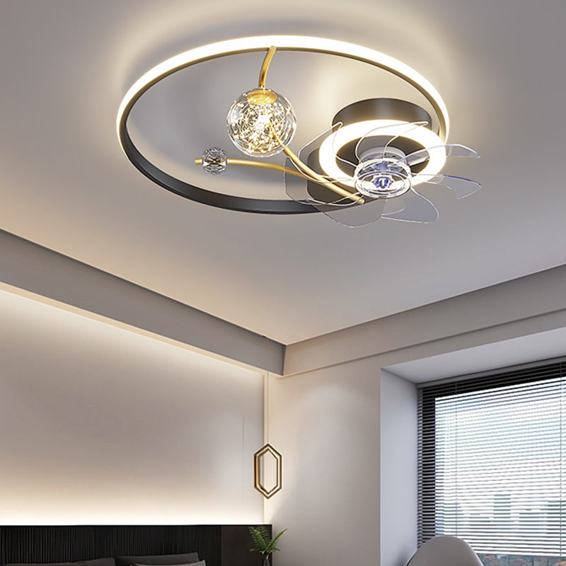 Modern Style Spherical Ceiling Fan Lamps Metal Ceiling Fan Lighting for Bedroom