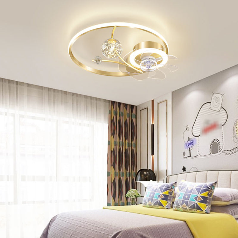 Modern Style Spherical Ceiling Fan Lamps Metal Ceiling Fan Lighting for Bedroom