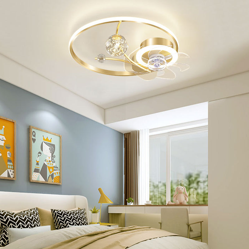 Modern Style Spherical Ceiling Fan Lamps Metal Ceiling Fan Lighting for Bedroom