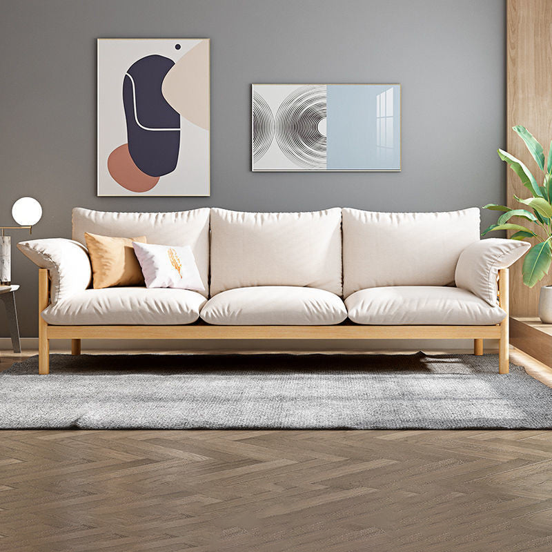 Wool 3-seater Sofa with Pillow Back Cushions and Pillow Top Arm