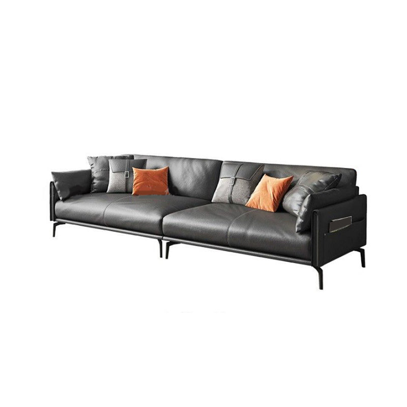 Faux /Genuine Leather Stain Resistant Contemporary Sofa Couch in Black