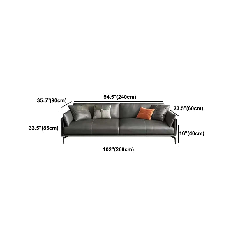 Faux /Genuine Leather Stain Resistant Contemporary Sofa Couch in Black