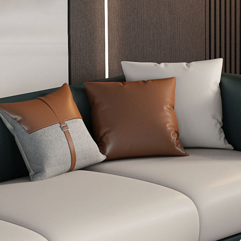 Faux Leather Sofa 80.31" W x 29.52" D x 25.98" H Tuxedo Arm Sofa for Living Room