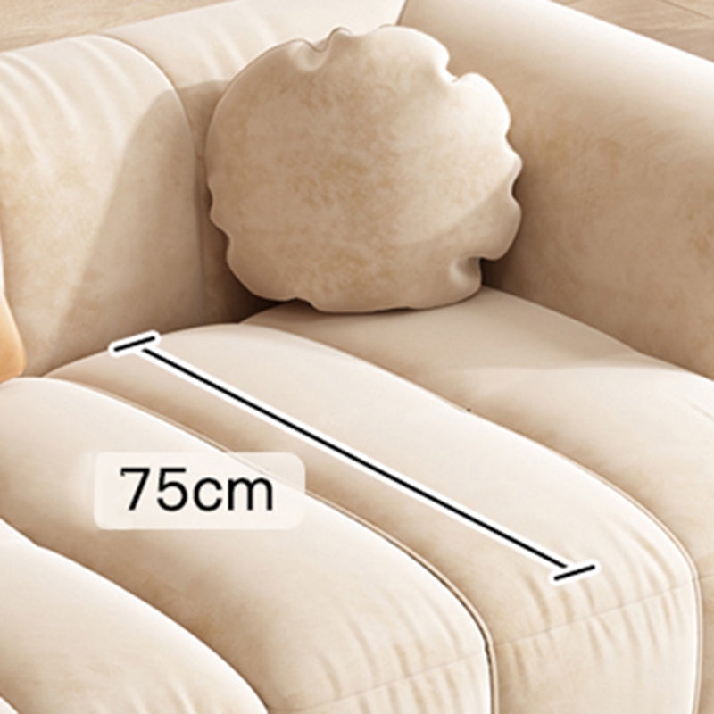 Contemporary Sewn Pillow Back Recessed Arm Sofa Couch in Orange/white