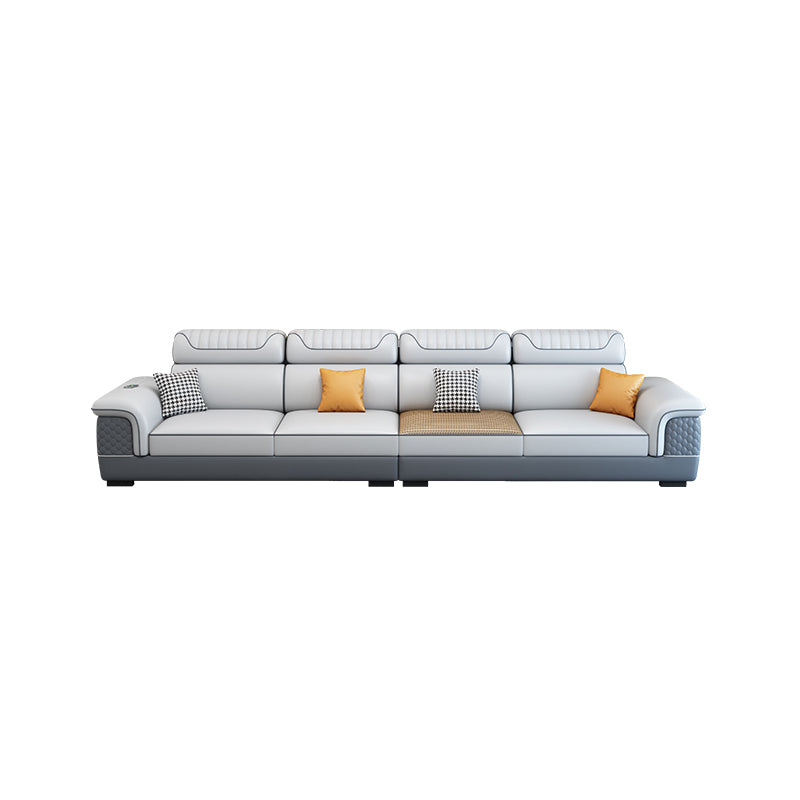 Contemporary Faux Leather Loose Back Sofa with Pillow Top Arm