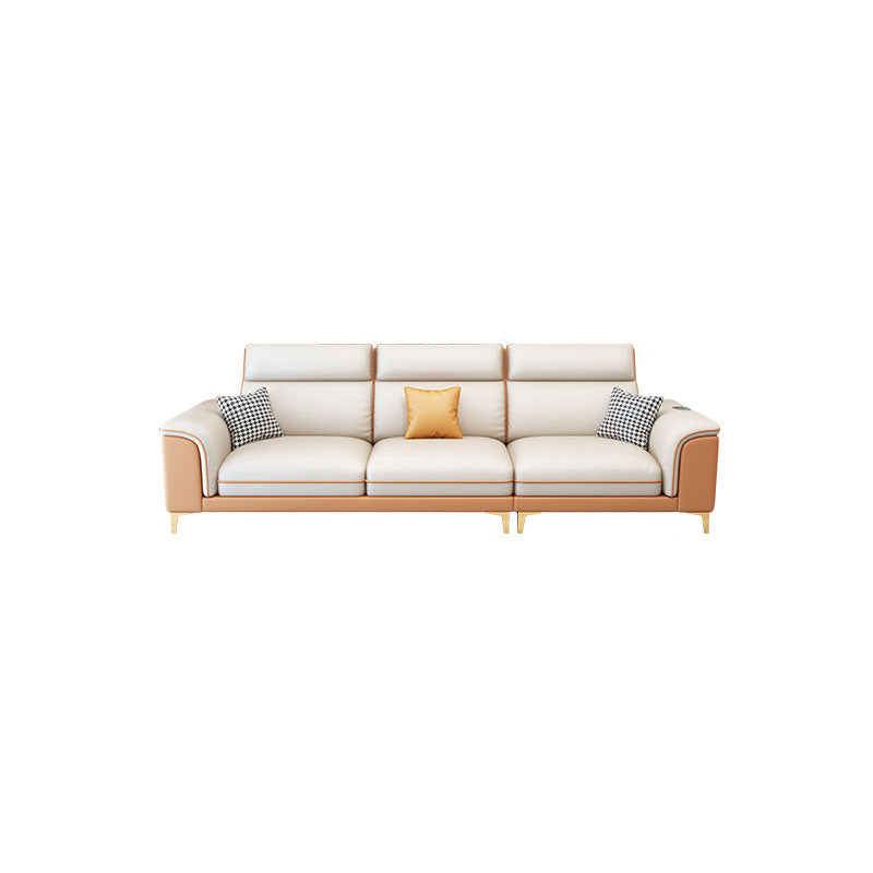 Contemporary Faux Leather Sofa with Pillow Top Arm for Living Room