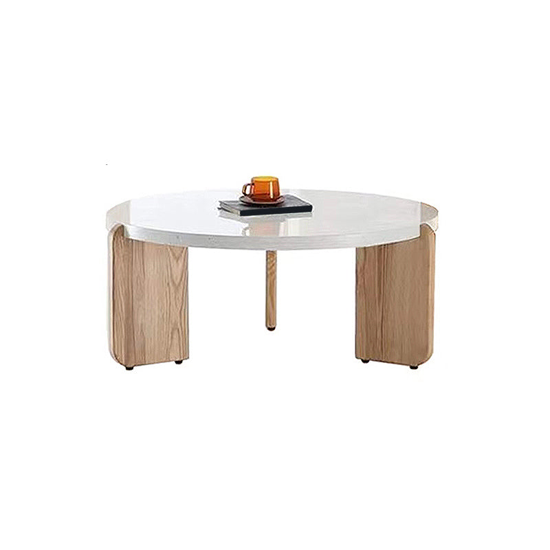 3 Legs Single Coffee Table Wooden Modern Beige/Brown Cocktail Table