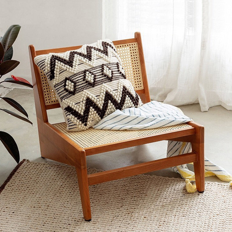 Living Room Wood Solid Wood Frame Basic Four Leg Woven Back Lounge Chair