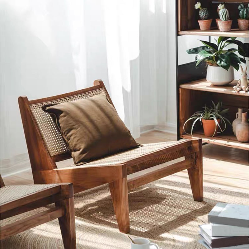 Living Room Wood Solid Wood Frame Basic Four Leg Woven Back Lounge Chair