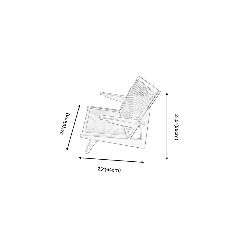 Living Room Wood Solid Wood Frame Basic Four Leg Woven Back Lounge Chair