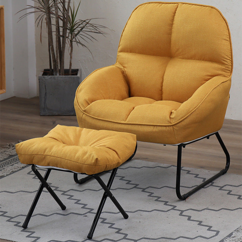 Linen 23.62"W Flared Arms Chair with Sled Based and Biscuit Back