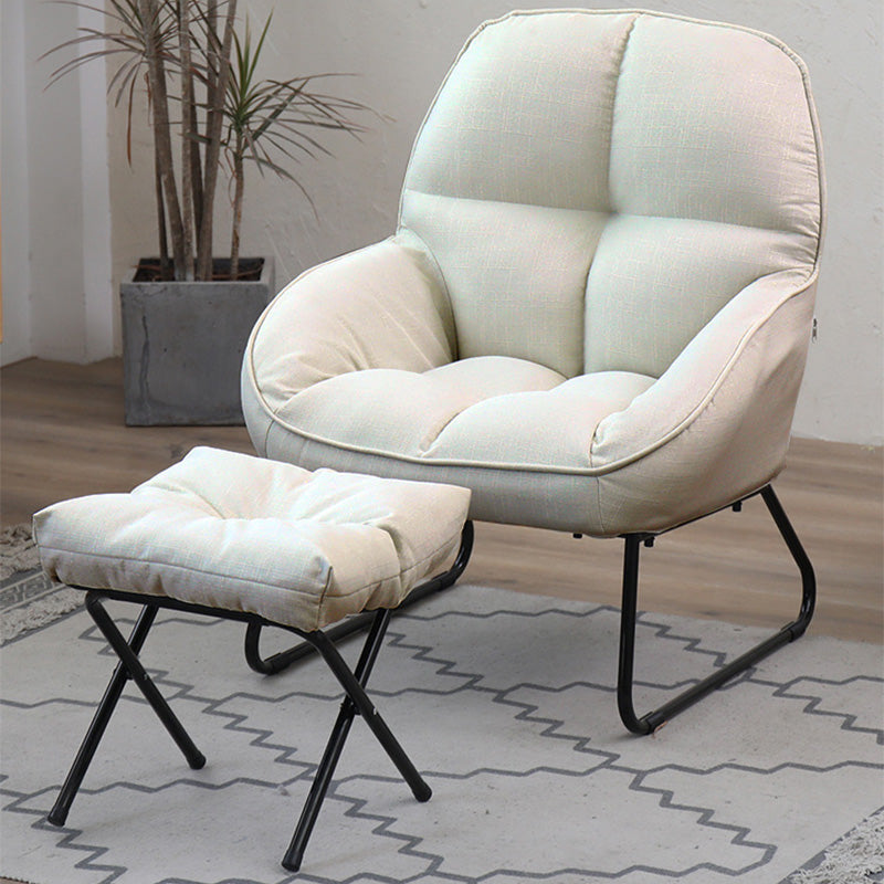 Linen 23.62"W Flared Arms Chair with Sled Based and Biscuit Back