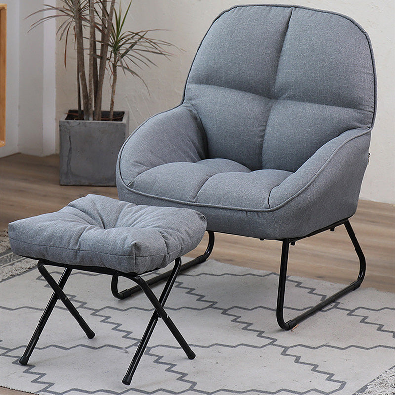 Linen 23.62"W Flared Arms Chair with Sled Based and Biscuit Back