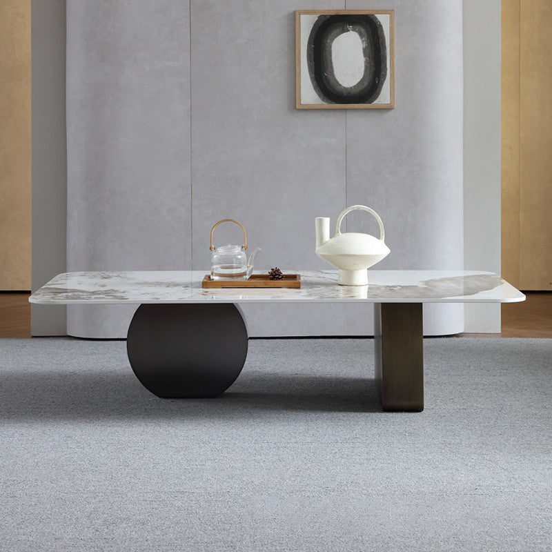 Abstract Base Design Cocktail Table Rock Plate Desktop Metal Coffee Table