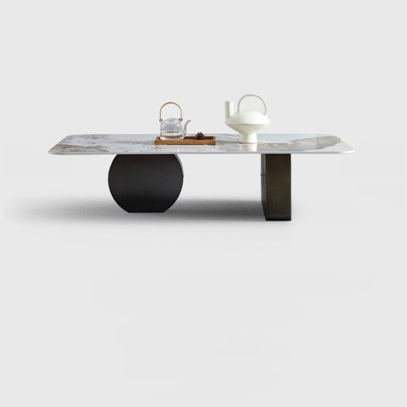 Abstract Base Design Cocktail Table Rock Plate Desktop Metal Coffee Table