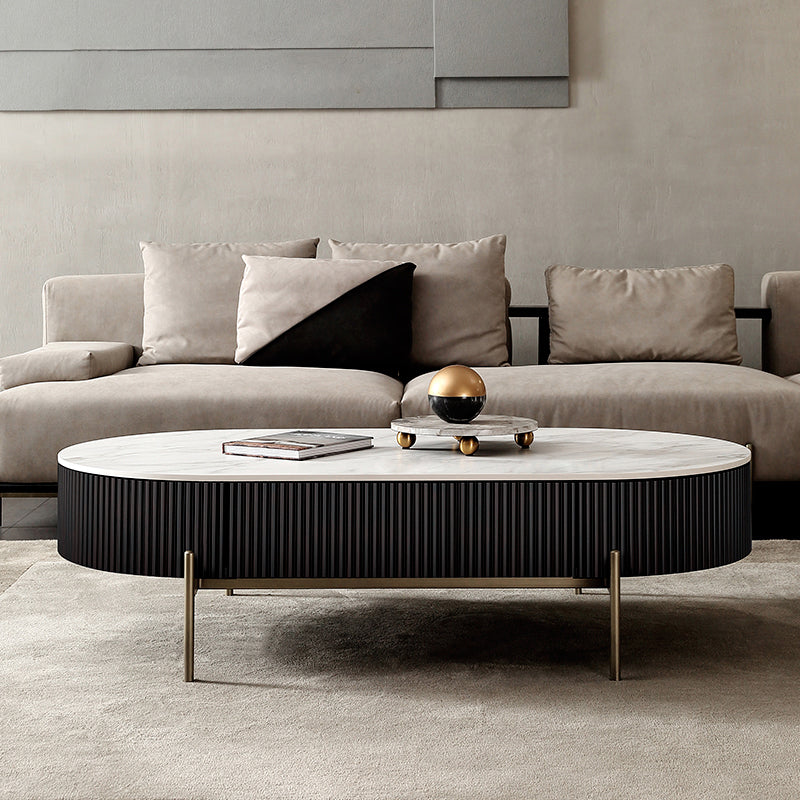 Modern Style Round White Black Metal Four-legged Coffee Table